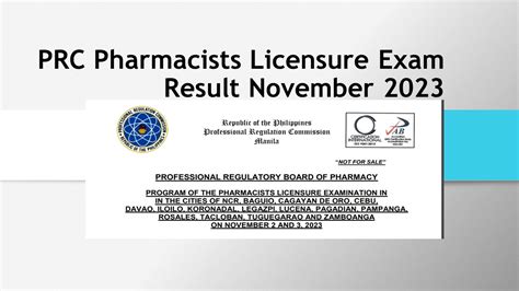 prc pharmacy november 2023 result|PHLE RESULTS: November 2023 Pharmacist Licensure Exam .